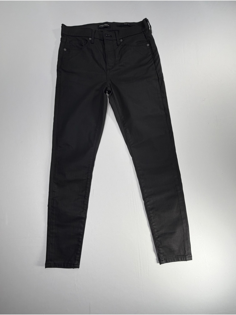 Banana Republic Jeans Black Coated Women’s 27 Skinny Stretch Edgy Goth